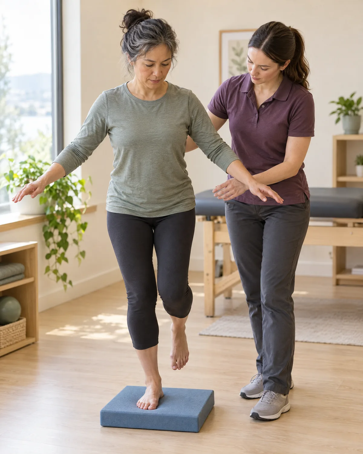 Balance retraining on a foam pad