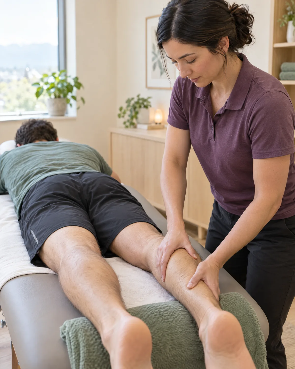 Soft tissue therapy on the calf