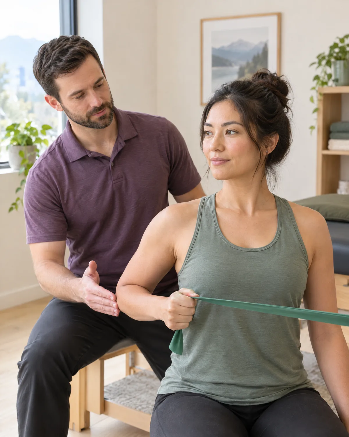 Therapeutic exercise with a resistance band